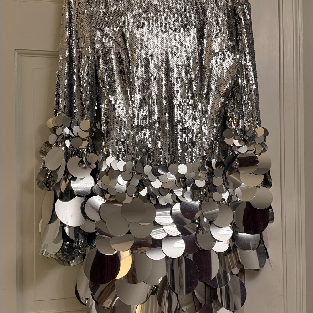 AKIRA Silver Sequin Mini Dress